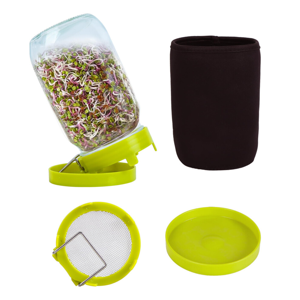 Sozize Sprouting Kit Sprouts Growing Kit 34Oz Wide Mouth Seed Sprouting Jar Germination Kit 304 Stainless Screen Lid And Stand Bla 76278310
