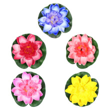 Hemobllo Artificial Floating Water Lily Pond Decor 4 Pieces Simulation Lotus Flowers for Garden Patio Outdoor Water Features 1.57