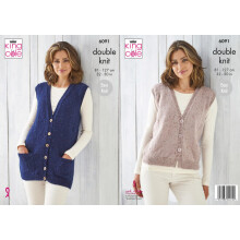 King Cole Womens Knitting Pattern Easy Double Knit Waistcoats (6091), 32” – 50” (81cm – 127cm) Bust