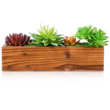 Toddmomy Rustic Wood Planter Box 11.81X3.74X2.76In Outdoor Flower Pot for Balcony Garden Succulent Plants Wooden Flower Planter