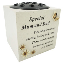 Special Mum and Dad Graveside Memorial Flower Pot Verse Grave Vase Butterfly