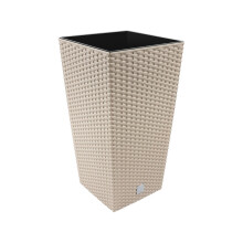 Prosper Plast DRTS265-7529U 26.5 x 26.5 x 50 cm Rato Square Flowerpot - Mocca (12-Piece)
