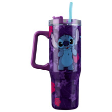 Disney Stitch Insulated Tumbler Travel Mug 940ml/33oz Water Bottle with Straw & Handle Thermal Double Wall Vacuum Insulation Drink