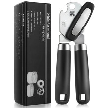 RICKUNCL Tin Opener Manual, Multifunctional Stainless Steel Heavy Duty Can Opener Handheld, Easy Turn Knob & Bottle Opener, Can Op