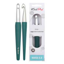 KnitPro Waves Crochet Hooks – 12mm Crochet Hook, Ergonomic Soft Handles, Soft Rubber Grip for Arthritic Hands, Light & Comfortable