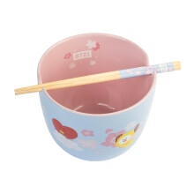 Grupo Erik Ramen Bowl Set with Chopsticks - BT21 Kawaii Gifts | 47.3 oz - 1400 ml, 4.9 x 6.3 inches - 12.5 x 16 cm Noodle Bowl wit
