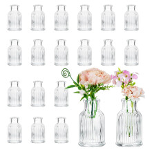 Hewory Glass Bud Vases for Flowers: 20 Mini Vases 7.2cm H x 4.2cm W Vintage Small Vase for Wedding Table Decoration - Tiny Flower