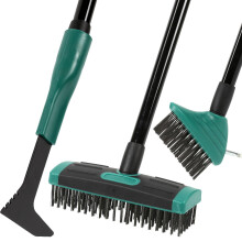 Taylor & Brown 4 in 1 Telescopic Weed Remover Brush Wire Head Paving Decking Clean Scrub Moss Weed Remover Tool Wire Brush Scraper