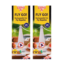 Zero In Fly Go! Fly Repellent Fan - 2 Pack - USB Rechargeable Fly Fans for Tables, Spinner Away Flying Pests, Perfect Outdoor & In