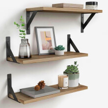 Yalixuan Floating Shelf Wooden Shelves, 3 Pack Floating Shelves Wood, Rustic Shelves for Wall, Small Shelf Oak Shelves for Bedroom