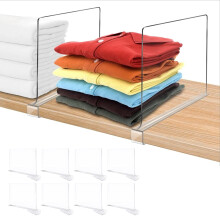 DYUEE Acrylic Shelf Dividers for Closet, 8 Pack Clear Closet Organizers and Storage Shelves, Bag Storage Organizer &Bookshelf Shel