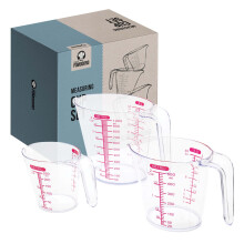 Chef Pomodoro 3-Piece Liquid Meausuring Cups Set - Ml and Oz Measuring Cup - Includes 1, 2 and 4 Cup, BPA-Free Plastic Measuring C