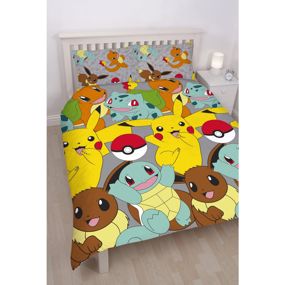 Pokémon Pokemon Catch Repeat Print Design Duvet Set, 1 Pc, Double, Microfibre, Multi-Colour