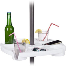 Taylor & Brown Beach Umbrella Table Tray, 17 Inch Round Plastic Beach Umbrella Table 4 Cup Holders Sun Umbrella Beer Drink Cup Sta