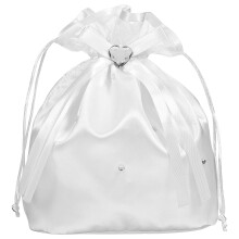 VALICLUD Bridal Flower Bag White Satin Bridesmaid Dolly Handbag for Wedding Day 8.3X8.9X0.8 Inches Elegant Flower Girl Pouch
