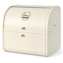 Osrioal Bread Bin, Double Bread Bins for Kitchen, Large Bread Bin with Roll Top Lid | Corner | 2 Tier | 35 x 25 x 33cm