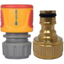 Simply Products Soft Grip Quick Connect AquaStop Connector with 3/4" Brass Tap Adaptor Fitting For Garden Taps