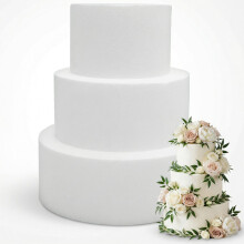 Hemoton 3pcs Round Cake Dummies,Fake Cake Dummy Foam Models Set Birthday Wedding Display Arts for Decorating, Practicing, Display,
