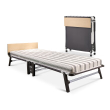 JAY-BE QE80 Quick Folding Bed with Comfort Mattress, Single, Roll-Away Guest Bed, 360 Castors, Anti-Tip Legs, Steel Frame Support