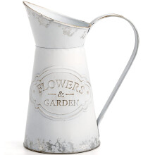 SOUJOY Rustic Shabby Chic Vase, Farmhouse Galvanized Flower Vase, Metal Milk Jug Vase, French Style Vintage Decorative Pitcher for