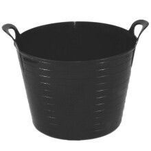 Srendi 2 x Black 42 Litre Large Flexi Tub Garden Home Flexible Colour Rubber Storage Container Bucket Polyethylene Flex Tub - Mad