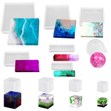 11 Pcs Resin Moulds, FineGood Epoxy Resin Moulds Silicone Square Ball Resin Mould DIY Cube Silicone Moulds for Resin Flower Preser
