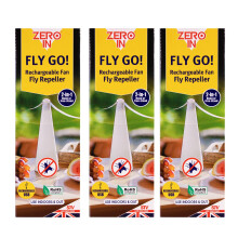 Zero In Fly Go! Fly Repellent Fan - 3 Pack - USB Rechargeable Fly Fans for Tables, Spinner Away Flying Pests, Perfect Outdoor & In