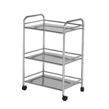 Multibao Stainless Steel Rack Shelf 3 Tier Side Rolling Kitchen Service Cart Trolley Rack Stand for Beauty Salon Shelf BBQ Hotels