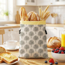 Reusable Beeswax Bread Bags for Homemade, Natural Linen Sourdough Bread Storage Bag with Buckle, Large Capacity Food Storage Beeswax Cloth Bags