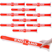 Toyland Pack Of 10 Inflatable England Flag Bang Bang Bats/Sticks - St George's Day World Cup & Euros - English Party Decorations