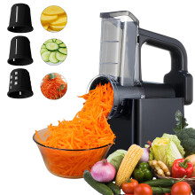 Electric Cheese Grater,Electric Grater Vegetable Slicer,Automatic Vegetable Chopper Slicer with 3 Interchangeable Blades,Fruit Cut