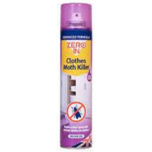 Zero In Clothes Moth Killer (300 ml Aerosol, Transparent, Surface Treatment Spray, Kills Clothing Moths, Larvae and Eggs in Wardro