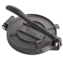 Chef Tacos Authentic Cast Iron Tortilla Press, 8-Inch, Pre-seasoned Corn or Flour Tortilla Maker, Pataconera, Roti Dough