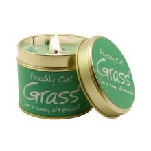 Lily-Flame Cut Grass Tin, Green