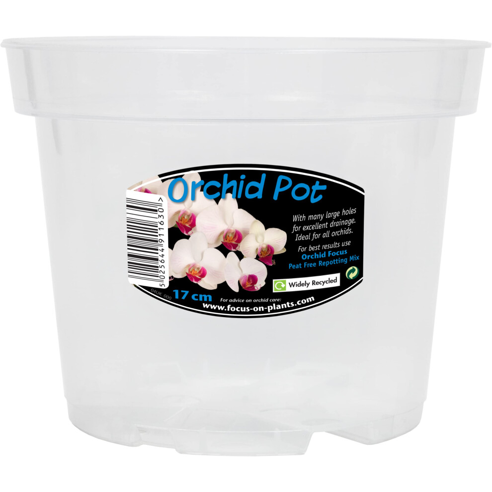 Growth Technology Clear Orchid Pot, 17Cm - Clear Plant Pots For Orchids - Plastic Orchid Pots With Holes - Transparent Nursery Flower Pots For Indoo Light