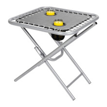 Taylor & Brown Folding Outdoor Steel Frame Garden Patio Drinks Square Side Table with Drinks Holder for Zero Gravity Sun Lounger,