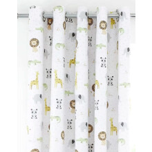 Catherine Lansfield Kids Roarsome Animals Blackout Eyelet Curtains 66X72 Inch Natural