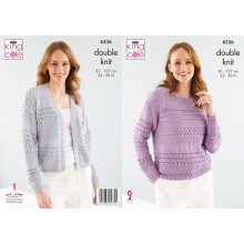 King Cole Ladies Double Knit DK Knitting Pattern Womens Cardigan & Sweater (6336)