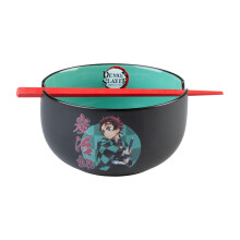 Grupo Erik Ramen Bowl Set with Chopsticks - Demon Slayer Manga Gifts | 31.7 oz - 900 ml, 6.5 x 3.5 inches - 16.4 x 9 cm Noodle Bow