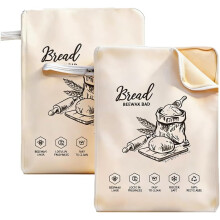 Beeswax Bread Bag with Zipper, 2 Pack Reusable Homemade Sourdough Food Beeswax Lining Bread Bags with Handle, 17x13 Inch