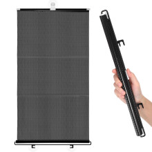 SEWACC Balcony Blackout Curtain with Suction Cup, Punch-free Black Mesh Dot Design Portable Retractable Roller Sunshade for Window