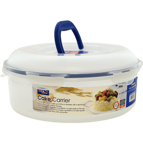 LocknLock Round Cake Box 5.5ltr + Tray & Carry Handle