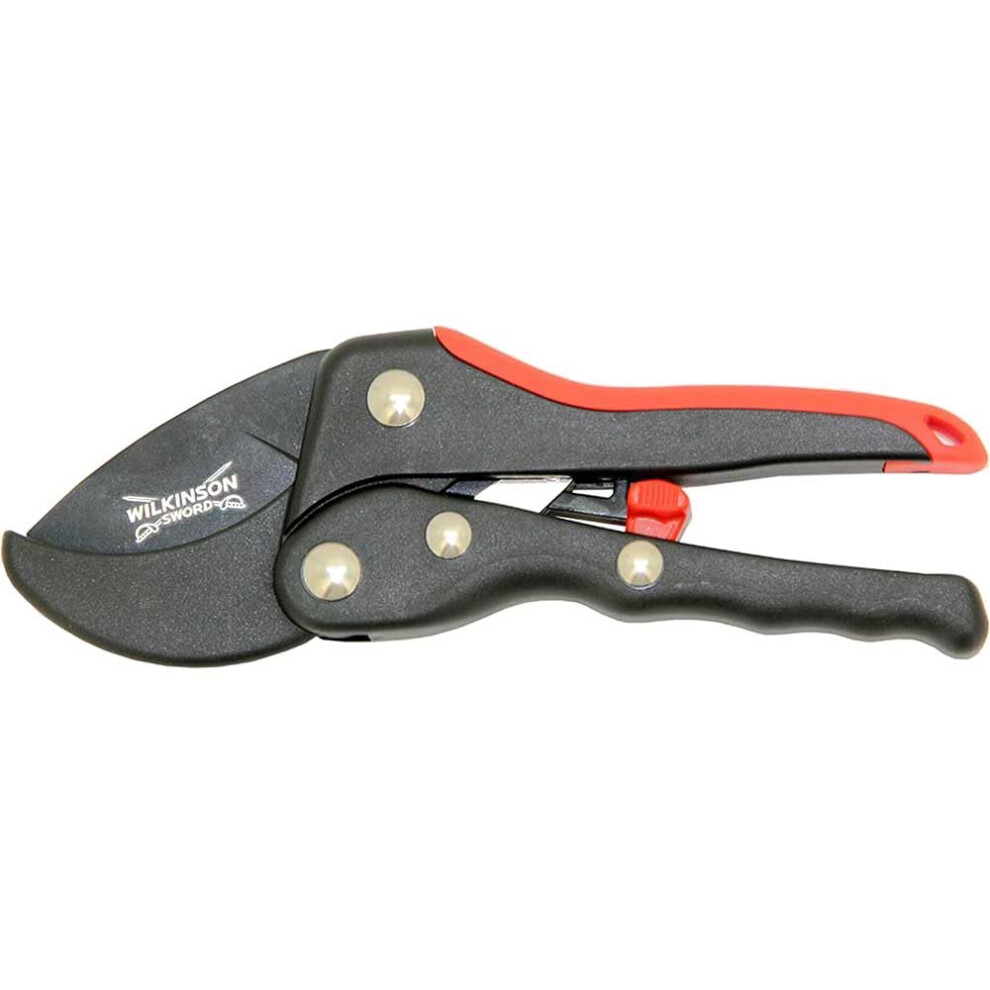 Wilkinson Sword 1111168W Ratchet Anvil Pruner- Black