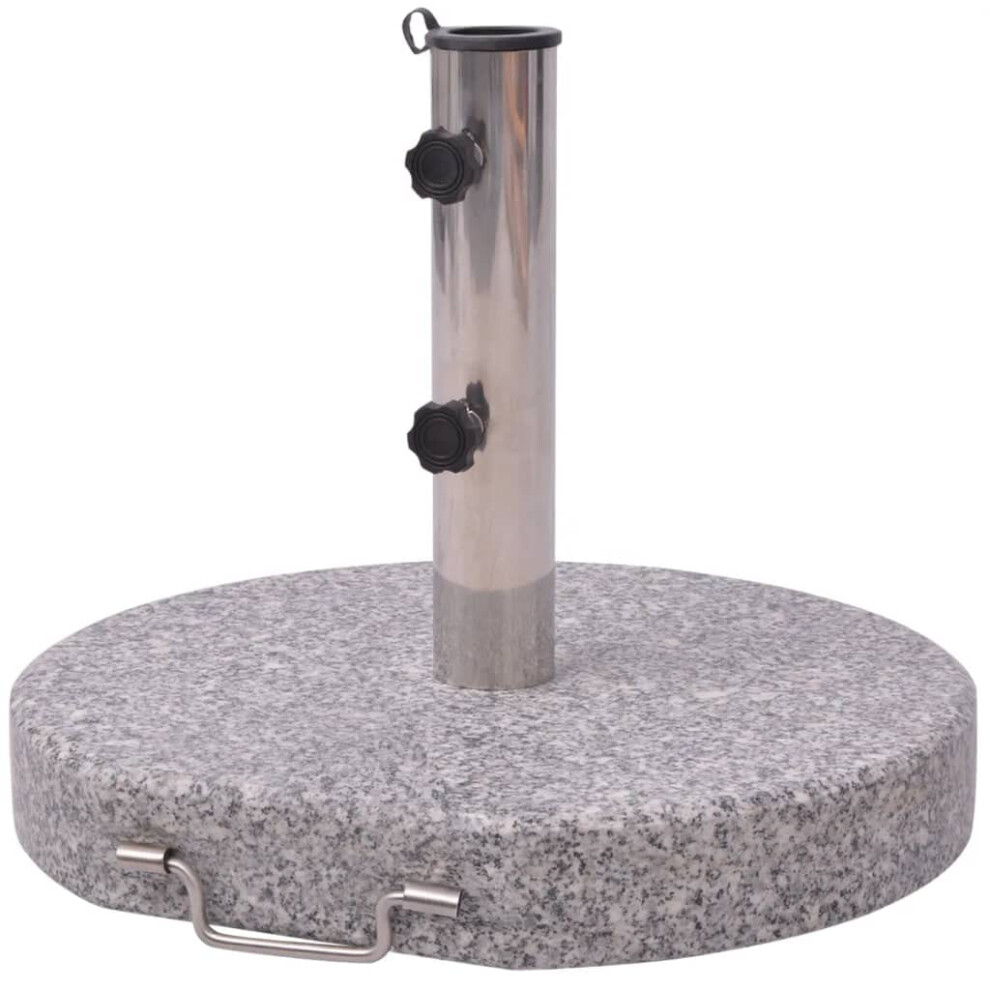 Vidaxl 45Cm Granite Round Parasol Stand - Outdoor Umbrella Base Holder With Stainless Steel Pipe And Handle, Includes Adapters For