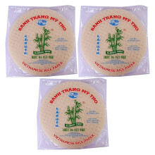 Round Vietnamese Rice paper 22cm 340g Summer Roll Goi Cuon Banh Trang Fresh Spring Roll Pack of 3