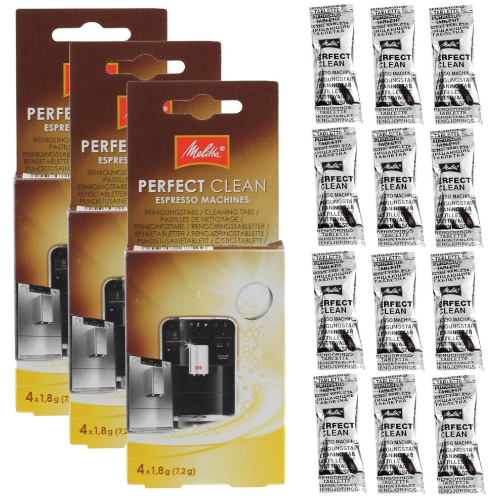 Melitta Genuine Perfect Clean Coffee Machines Cleaning Tablets (Pack Of 12)