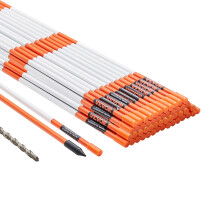VEVOR Driveway Markers, 50 PCS 48 inch, 0.31 inch Diameter, Orange Fiberglass Poles Snow Stakes with Reflective Tape, 12" Steel Dr