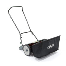 Webb WEH18 Contact Free Manual Cylinder Lawnmower with Rear Roller, 9 Cutting Heights, 46cm Cutting Width and 22L Collection Bag -