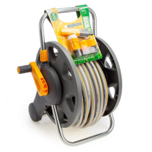 Hozelock 2 In 1 Hose Reel with 25m Maxi Plus Hose + Fittings