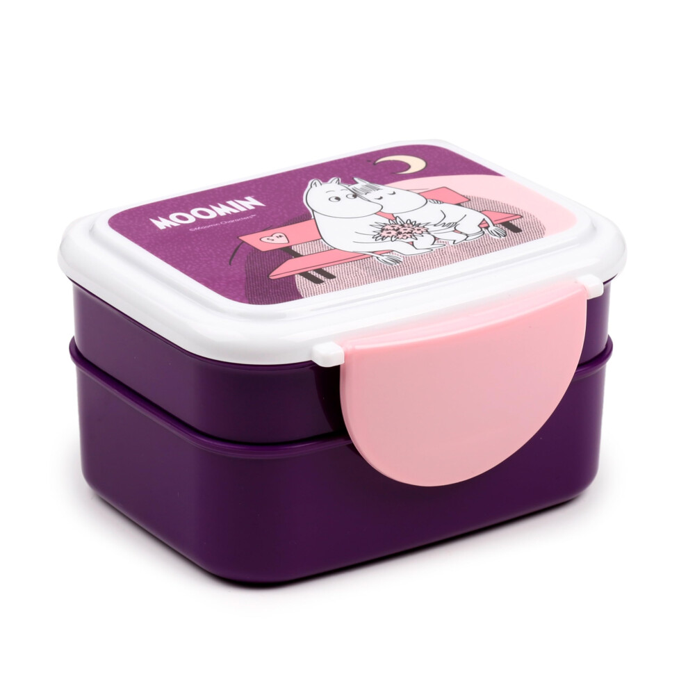 Puckator Moomin Clip Lock Stacked Bento Lunch Box With Cutlery - Lunch Box For Adults And Kids With Compartments And Fork & Spoon 39350398